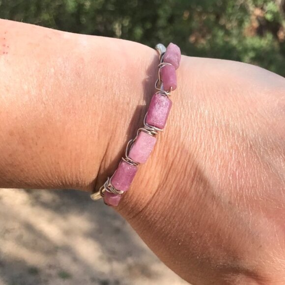 Pink Tourmaline Natural Sterling Silver Cuff Bracelet Gemstone Untreated 925 - Picture 2 of 10